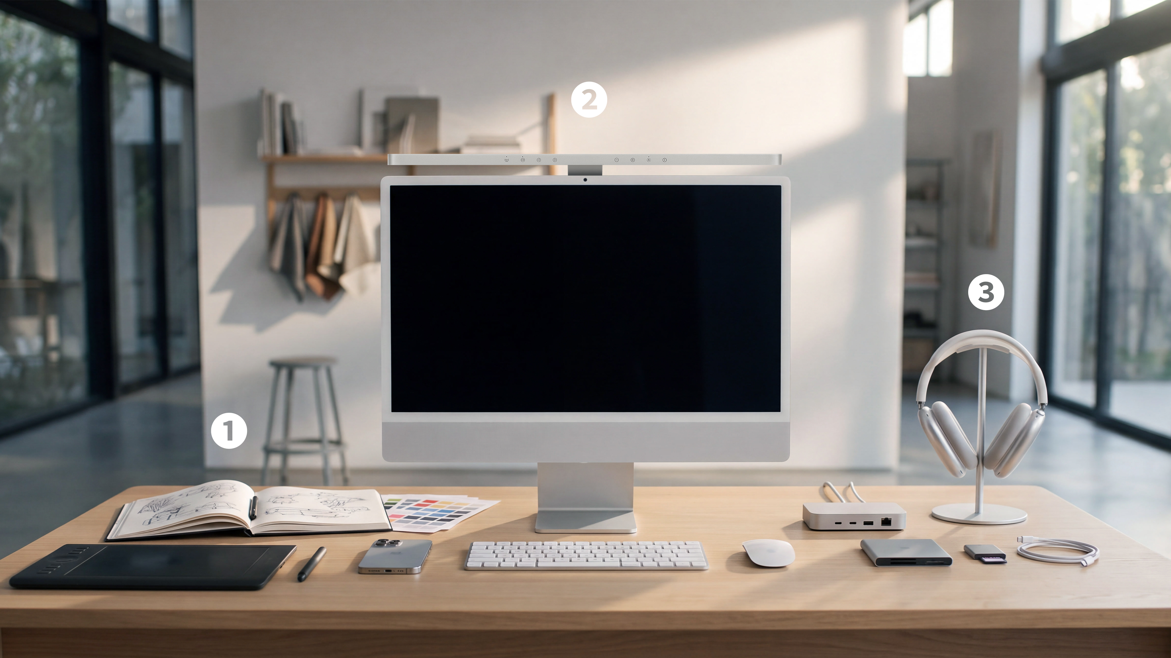 Five quick tips for improving your home office setup with lamps, ergonomic chairs, monitors, adjustable desks, and accessories. 