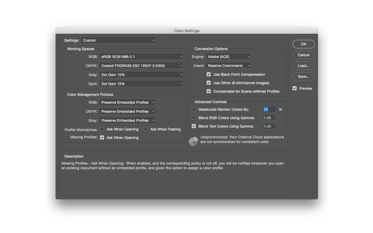 How To Setup Color Preference In Adobe Photoshop Color Settings