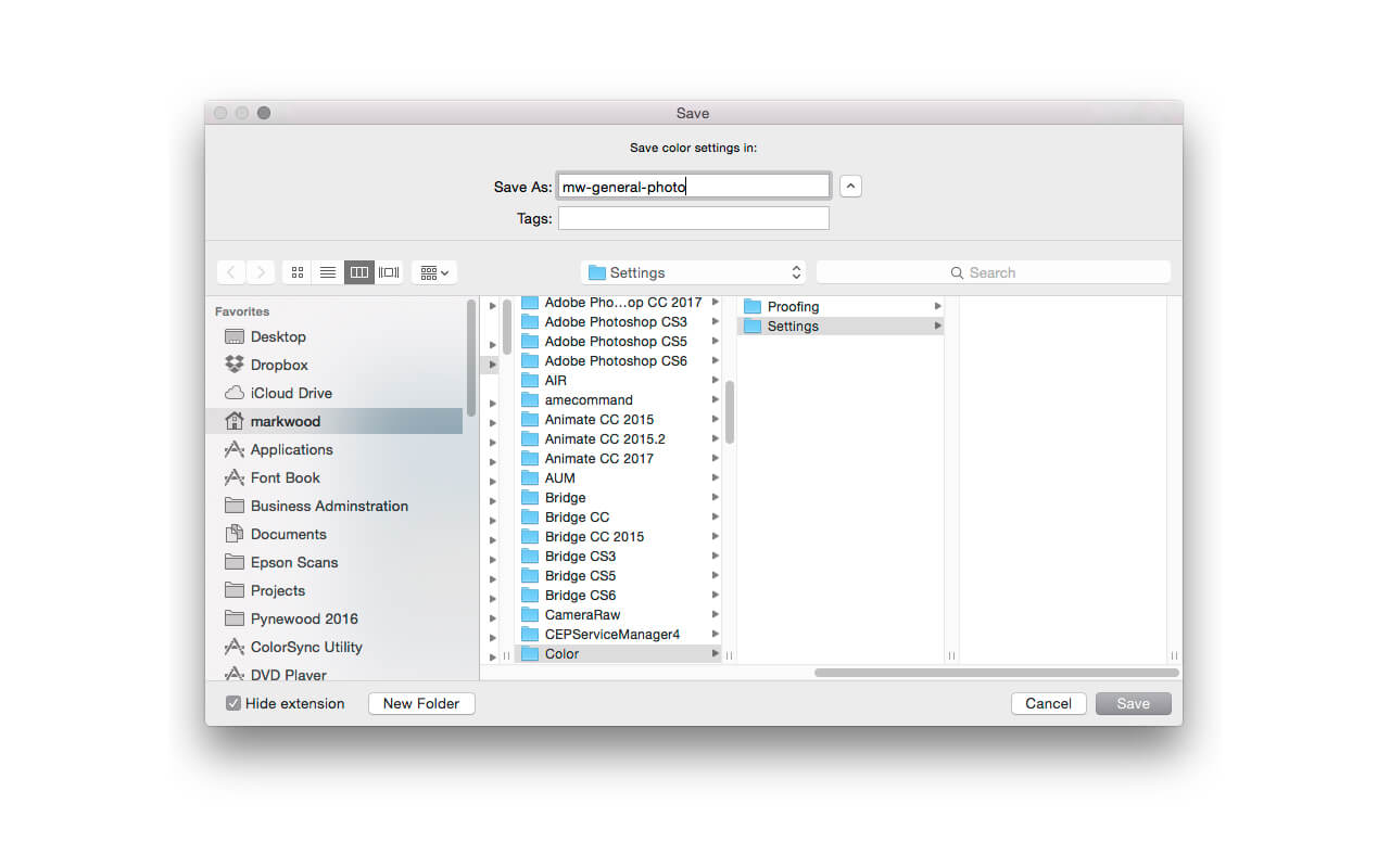 adobe photoshop color settings