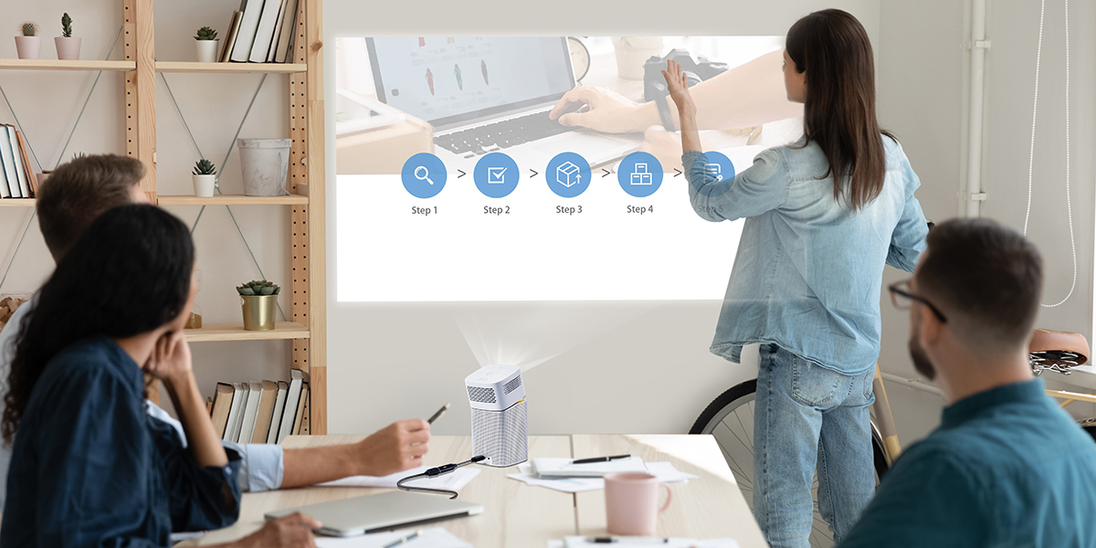 Portable projectors enhance PowerPoint or Google Slides business