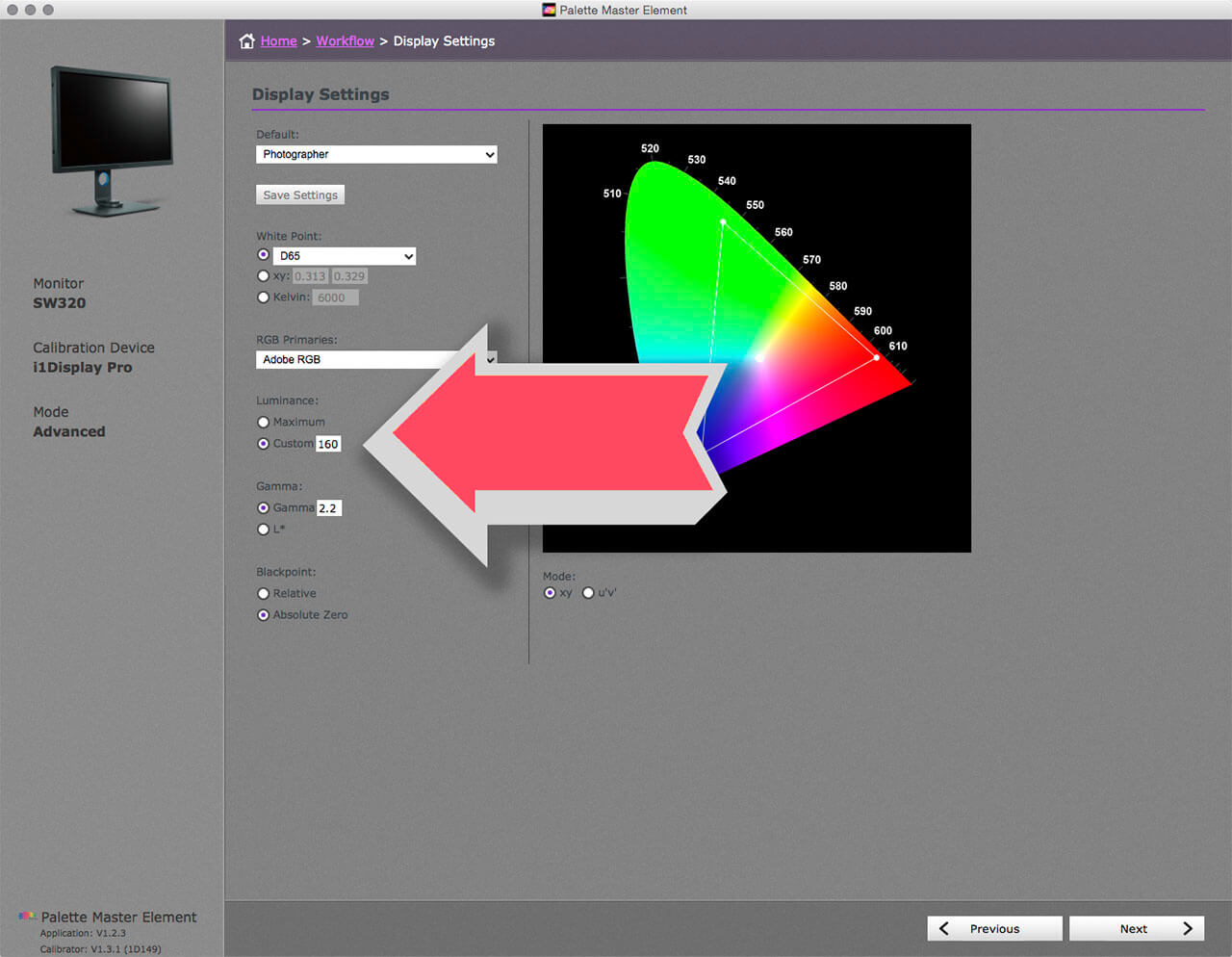 Set up color calibration setting for color management