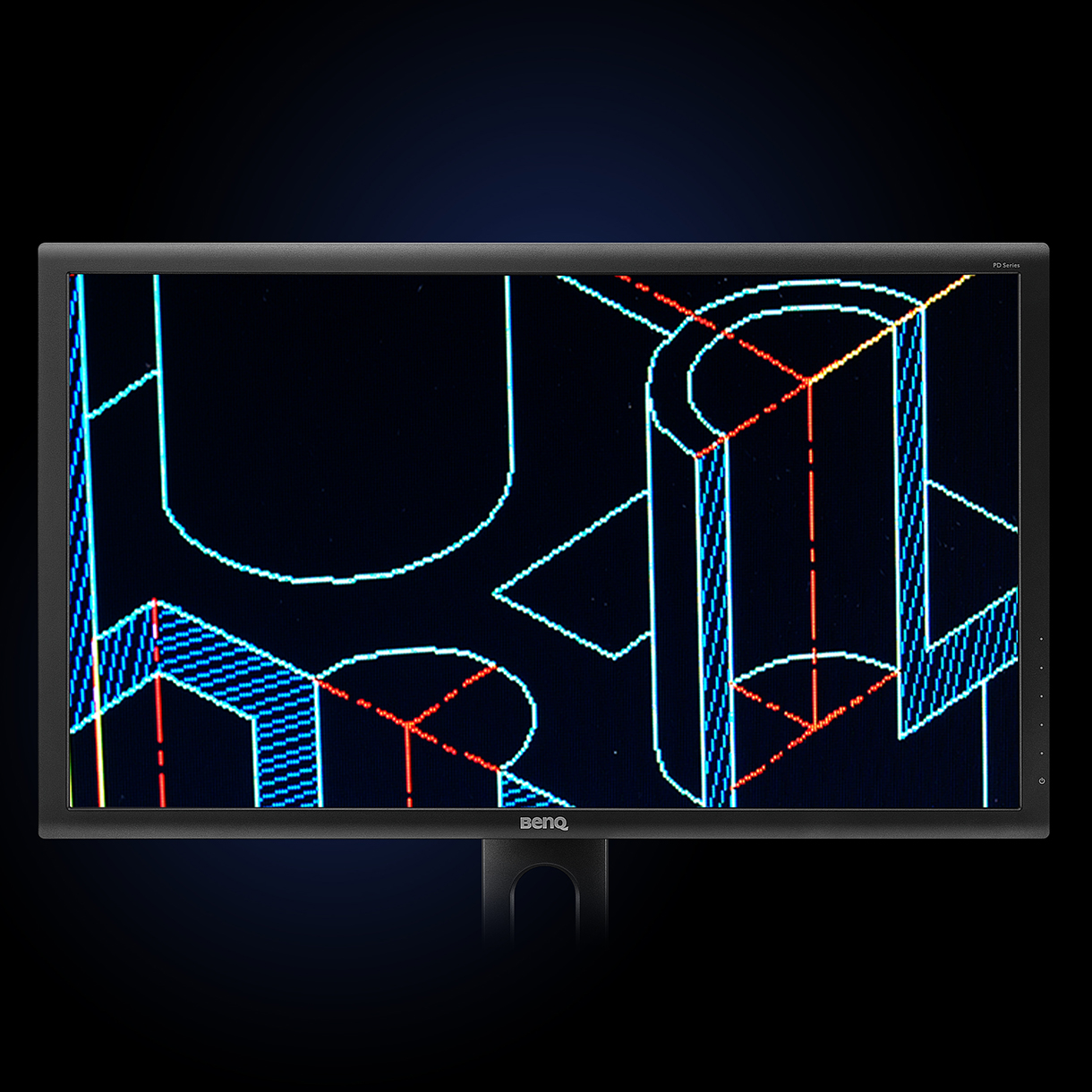 BenQ DesignVue CAD/CAM Mode let users enjoy superior contrast of lines and shapes in technical illustrations.