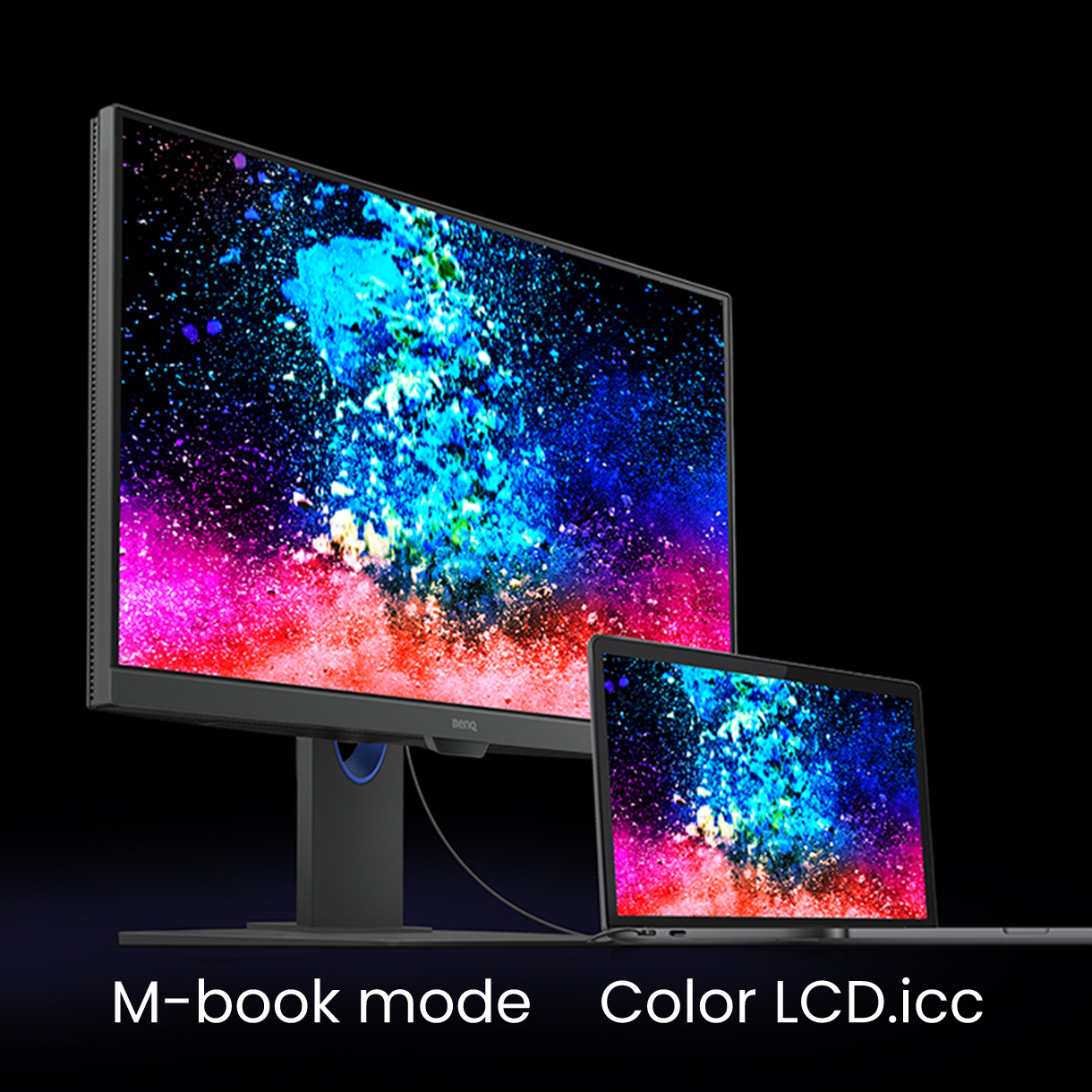 Các mẫu BenQ PD được xuất xưởng với cài đặt màu mặc định hoàn toàn khớp với màu sắc của Mac® và MacBook® Pro. Chế độ M-Book độc quyền trên PD3220U còn cung cấp khả năng đồng bộ màu sắc chủ động giữa Mac và màn hình khi bạn làm việc.
