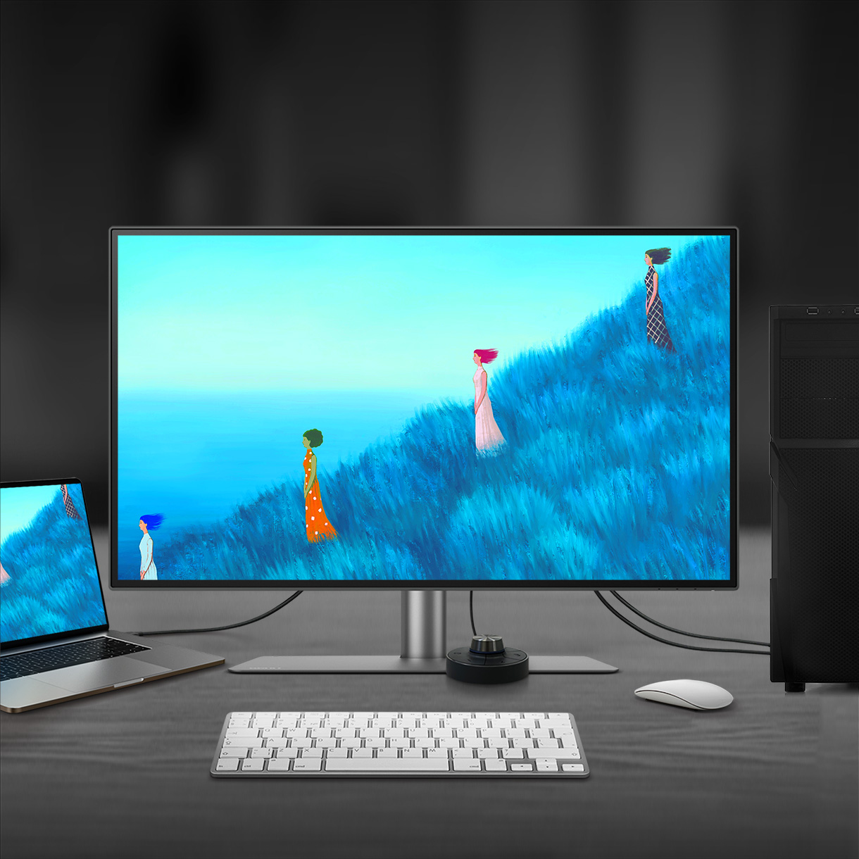 With built-in KVM (keyboard, video, mouse) switch functionality, BenQ PD3220U allows users to control two systems from one keyboard and mouse set. Click to switch between systems via Hotkey Puck G2 to boost efficiency.