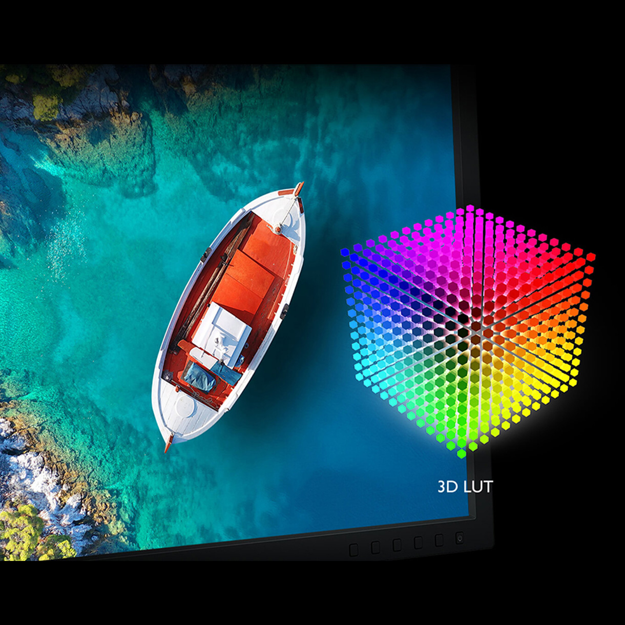 14-bit 3D Look Up Table (LUT) cải thiện độ màu RGB chính xác khi blend màu, có khả năng tái tạo màu hoàn hảo. Với Delta E≤2 trong cả hai không gian màu Adobe RGB và sRGB, bạn sẽ có được hình ảnh chân thực nhất khi so sánh với hình ảnh gốc.