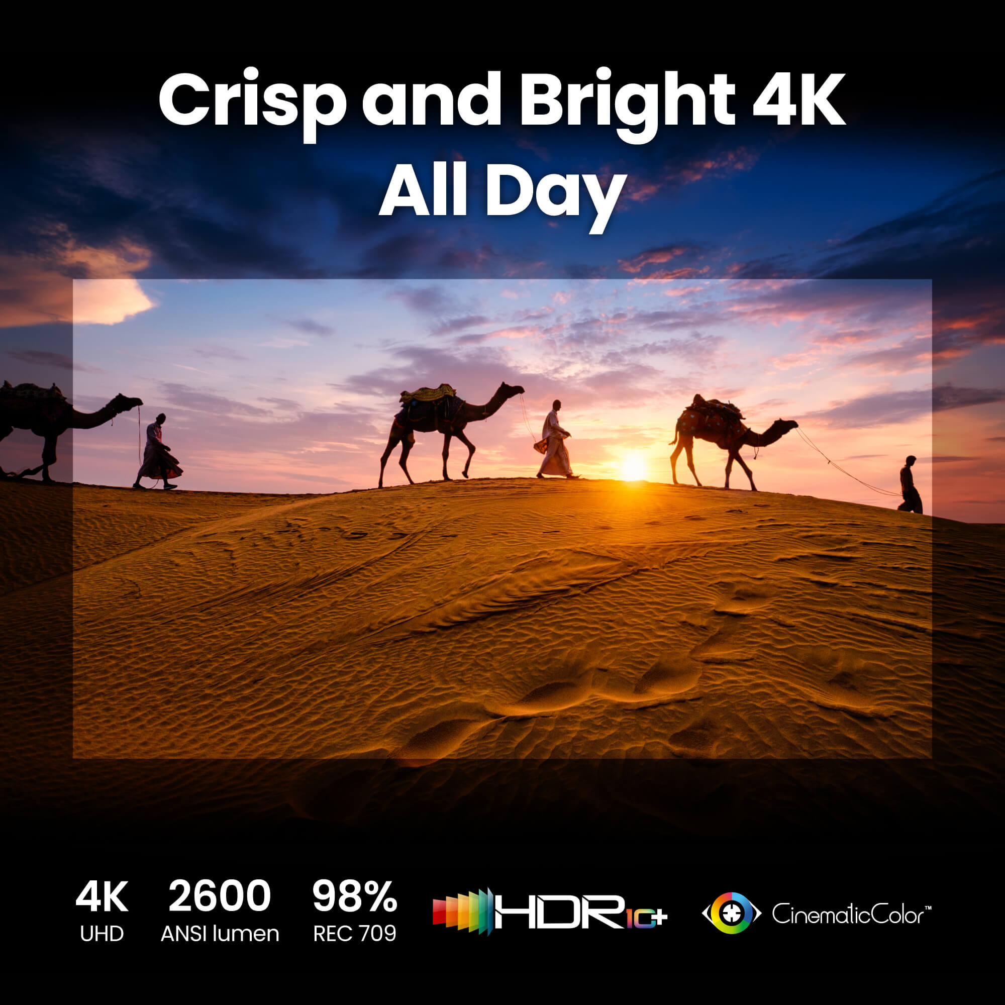 GP520 | 4K HDR 2600lm Ev Sineması Projeksiyonu, Filmler, Spor & Oyun için