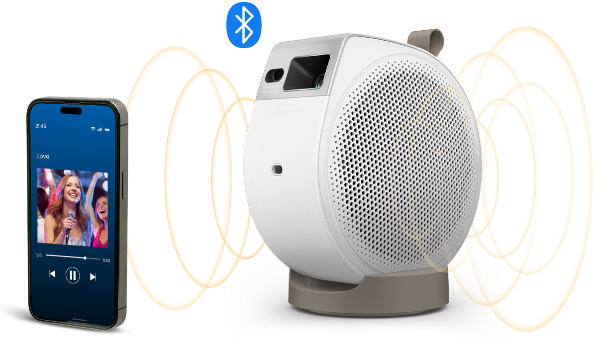 BenQ GV32 portable ceiling projector works as a Bluetooth speaker for wireless music playback