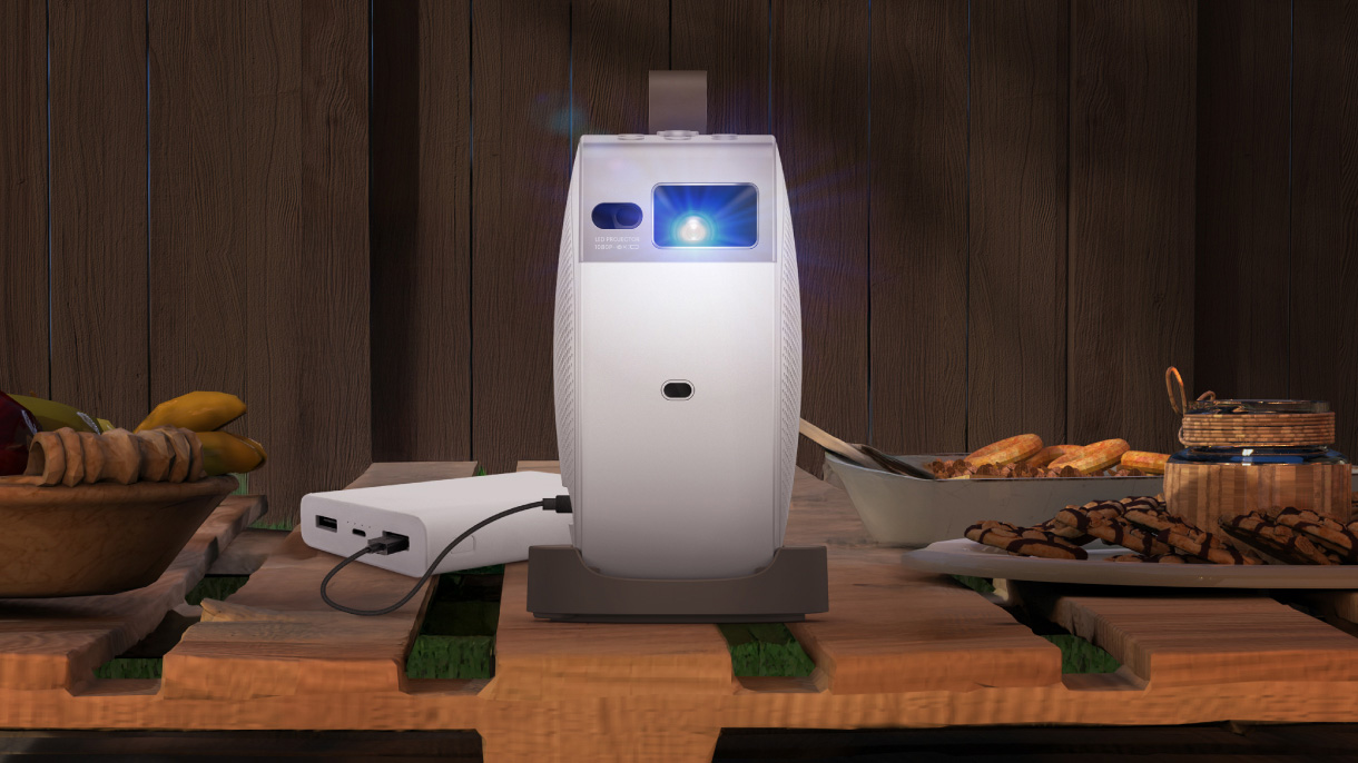 BenQ GV32 portable ceiling projector with 60W+ USB-C power bank support for instant setup anywhere