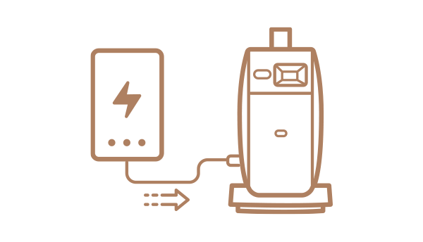 GV32 being charged from a USB-C power bank support