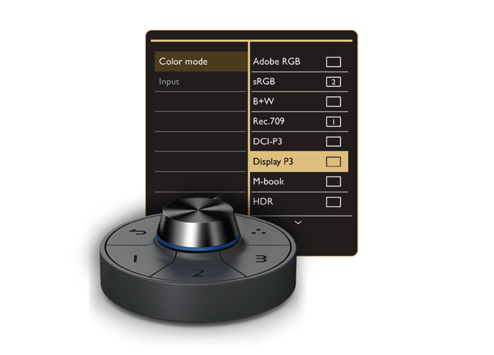 using hotkey puck g2 of benq photographer monitor to access preferred color modes and features using these preset shortcuts