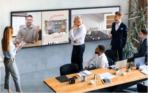 BenQ DuoBoard smart board facilitates your hybrid meetings with remote teammates.  