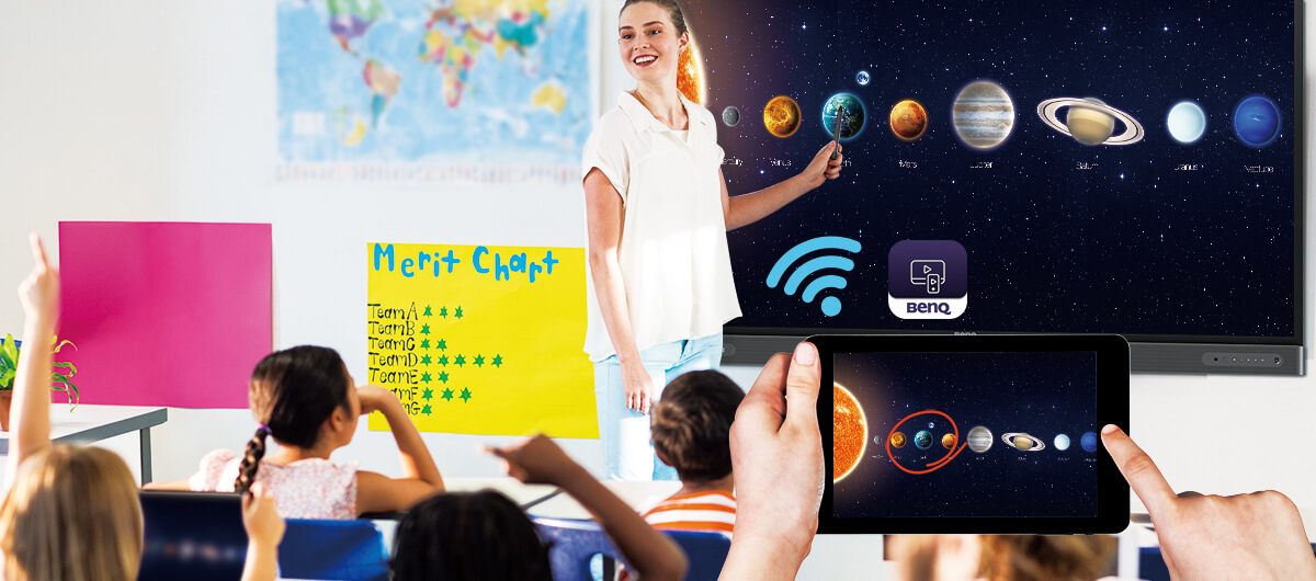 BenQ RP7502 smart education interactive board supports InstaShare to wirelessly mirror and cast any content