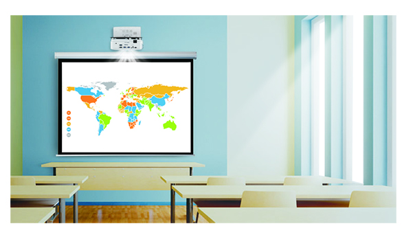 BenQ MX808STH XGA DLP education short throw education projector produces 3600 lumens high brightness, which allows lights to be kept on during lessons.