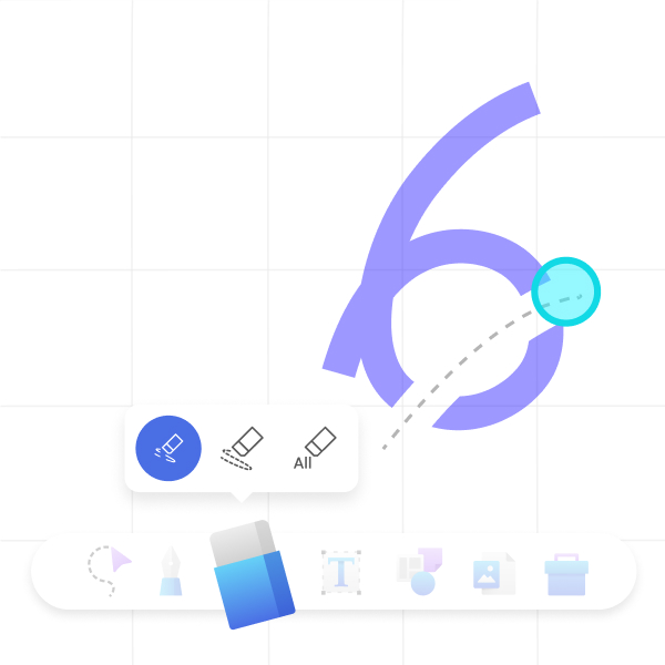 Eraser erasing a number on EZWrite 6 interactive whiteboard software