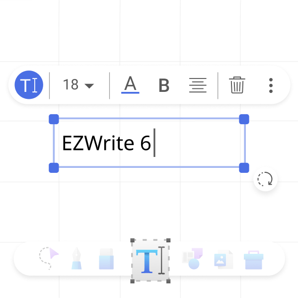Text box being used to type a word on EZWrite 6 interactive whiteboard software