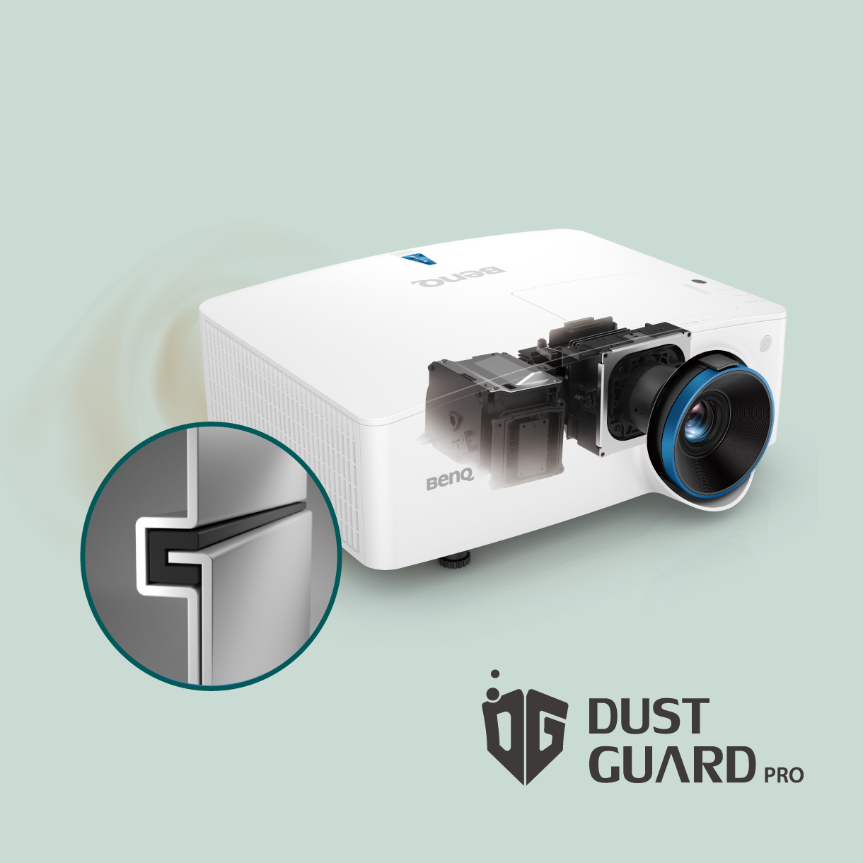 BenQ DLP Education Projectors are with IP6X DustGuard Pro technology that sealed light source and engine to protect from dust in any environment