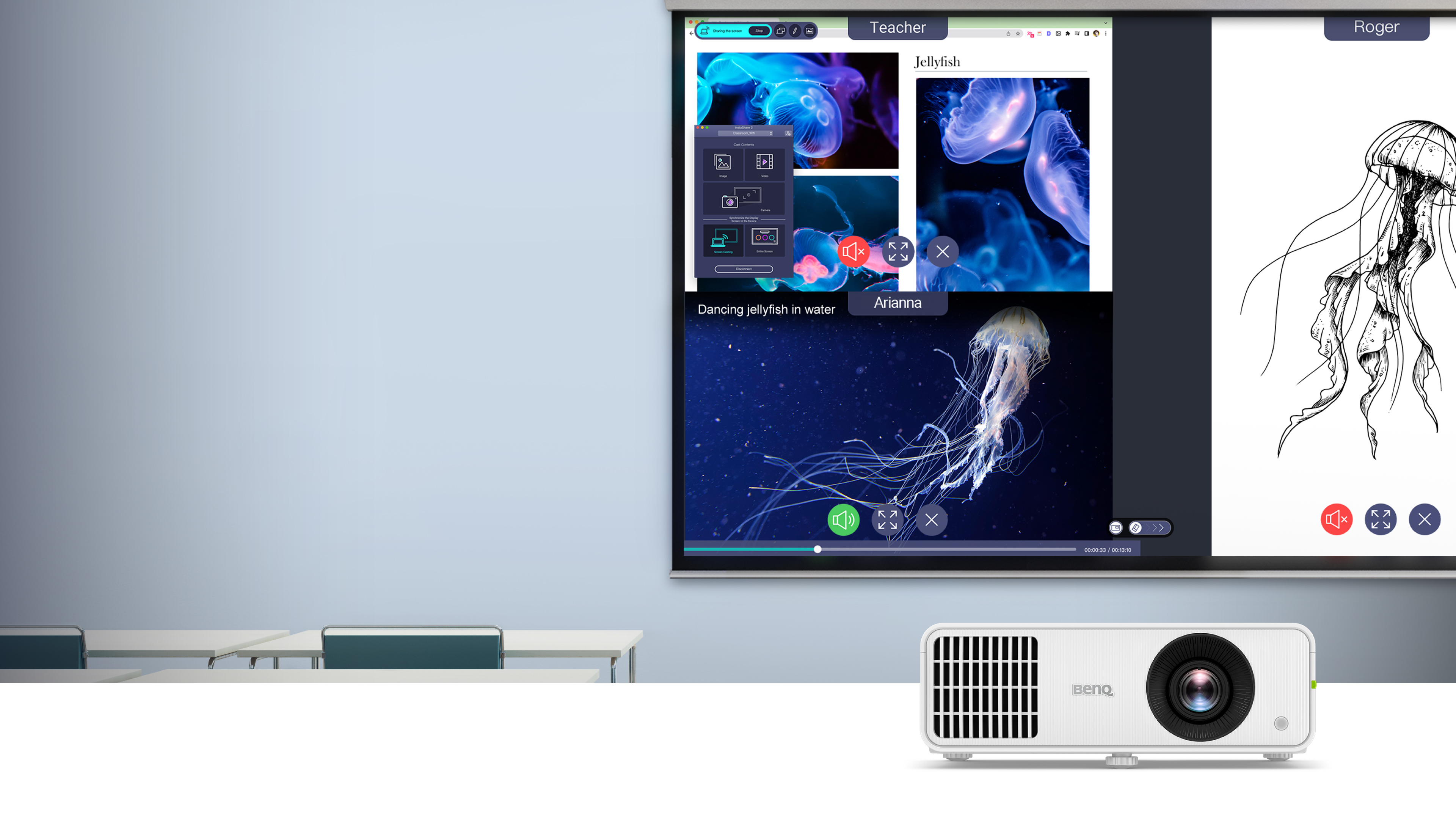 BenQ Akıllı Projektörler, öğretmenlere karma öğrenmeyi veya hibrit öğrenmeyi basit ve etkili hale getirme yeteneği veren hepsi bir arada akıllı istasyon sağlar