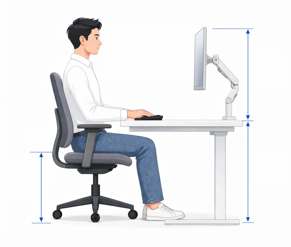 Ergonomic workspace height guide