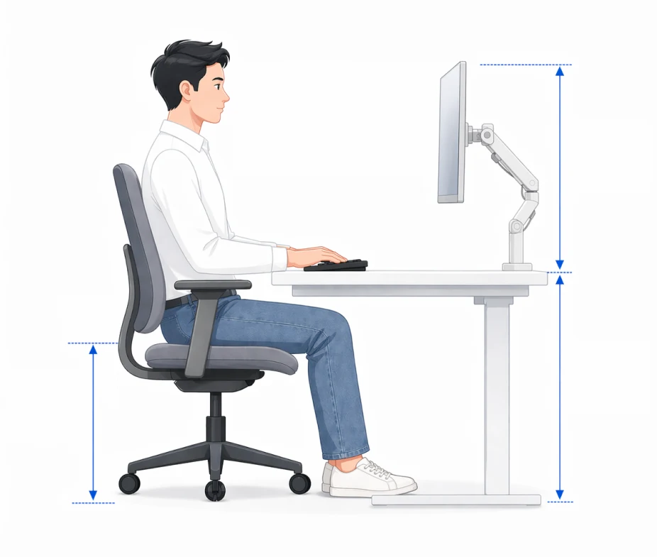 Ergonomic workspace height guide