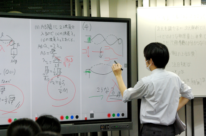 電子黒板、塾、授業、物理、アクティブ、書き込み